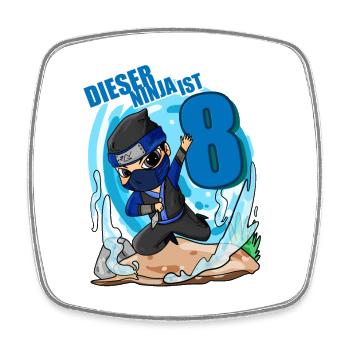 8 Jahre Geburtstag Junge Ninja - Ich bin 8 - Viereckiger Kühlschrankmagnet - Weiß - Vorne