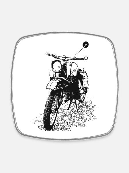 Simson - Schwalbe - Viereckiger Kühlschrankmagnet - Weiß
