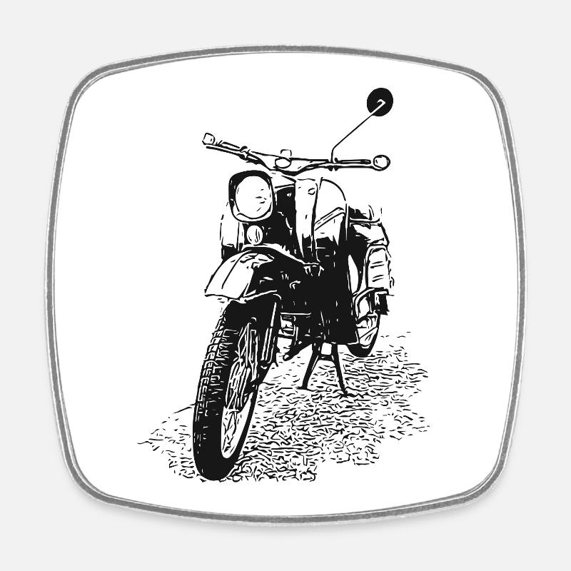 Simson - Schwalbe - Viereckiger Kühlschrankmagnet - Weiß