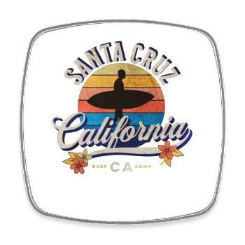 California Santa Cruz Surfing Retro Sunset - Square fridge magnet - white - Front