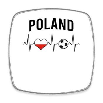 Poland Football Heartbeat - Square fridge magnet - white - Front