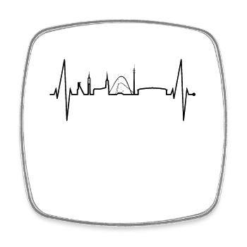 Gelsenkirchen Skyline Heartbeat Fan Heart Love - Square fridge magnet - white - Front