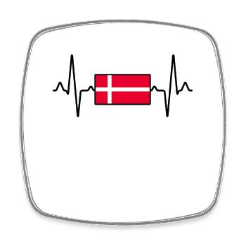 Denmark Heartbeat - Square fridge magnet - white - Front