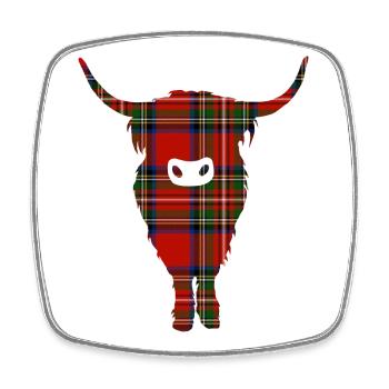Tartan Highland Coo - Viereckiger Kühlschrankmagnet - Weiß - Vorne
