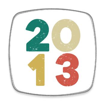2013 - Jahrgang 2013 Retro Vintage - Viereckiger Kühlschrankmagnet - Weiß - Vorne