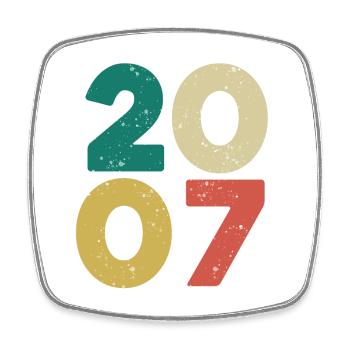2007 - Vintage 2007 Retro Vintage - Square fridge magnet - white - Front