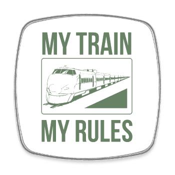 Le conducteur de train dit mon train mes règles - Magnet carré - blanc - Devant