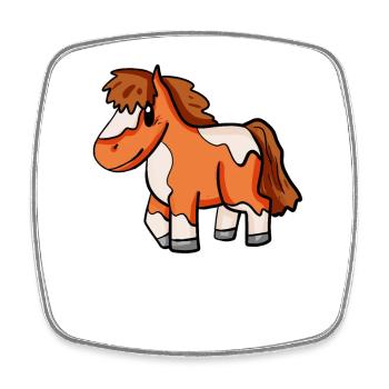Cheval poney Shetland - Magnet carré - blanc - Devant