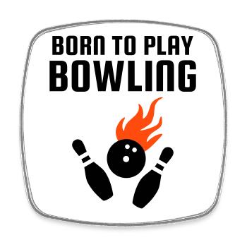 Born to play bowling (Bowlingkugel mit Flammen) - Viereckiger Kühlschrankmagnet - Weiß - Vorne