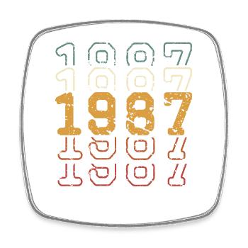 1987 - Square fridge magnet - white - Front