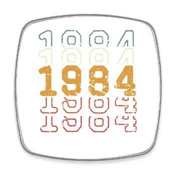 1984 - Viereckiger Kühlschrankmagnet - Weiß - Vorne
