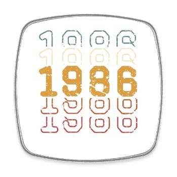 1986 - Viereckiger Kühlschrankmagnet - Weiß - Vorne