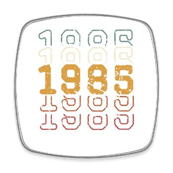 1985 - Square fridge magnet - white - Front