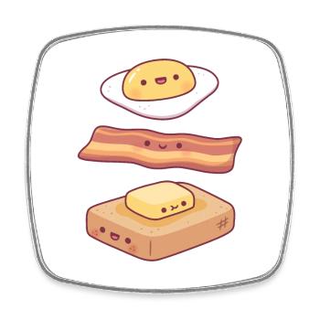 Cute Egg, Bacon, Butter And Toast Breakfast Food - Square fridge magnet - white - Front