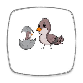 Moineau domestique avec bébé moineau domestique - Magnet carré - blanc - Devant