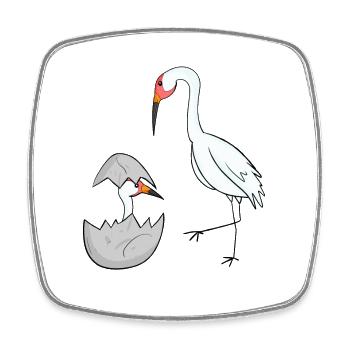 Kranich mit Baby Kranich - Viereckiger Kühlschrankmagnet - Weiß - Vorne