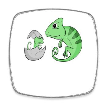 Chamäleon mit Baby Chamäleon - Viereckiger Kühlschrankmagnet - Weiß - Vorne