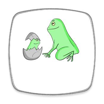 Frosch mit Baby Frosch - Viereckiger Kühlschrankmagnet - Weiß - Vorne