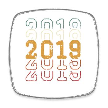2019 - Viereckiger Kühlschrankmagnet - Weiß - Vorne