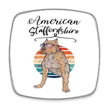 Retro American Staffordshire Terrier - Viereckiger Kühlschrankmagnet - Weiß - Vorne