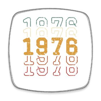 1976 - Square fridge magnet - white - Front