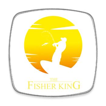 Der König der Fischer - Peachy Parodie Humor - Viereckiger Kühlschrankmagnet - Weiß - Vorne