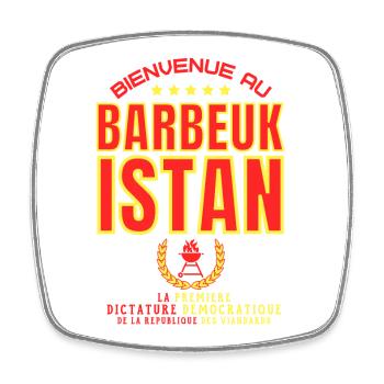 Bienvenue au BARBEUKISTAN - Humour Barbecue - Magnet carré - blanc - Devant