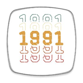 1991 - Viereckiger Kühlschrankmagnet - Weiß - Vorne