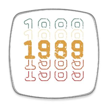 1989 - Viereckiger Kühlschrankmagnet - Weiß - Vorne