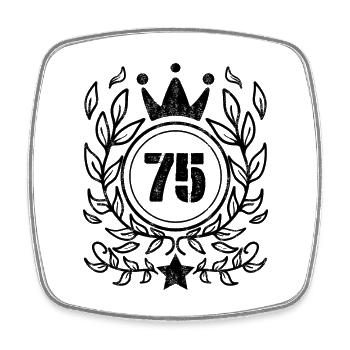 Ornament 75 Number Crown Wreath - Square fridge magnet - white - Front