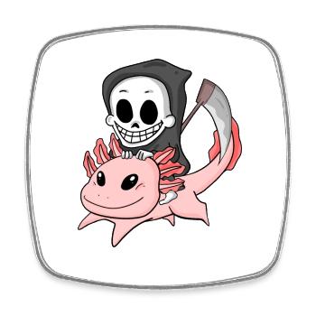 Sensenmann und Axolotl - Viereckiger Kühlschrankmagnet - Weiß - Vorne