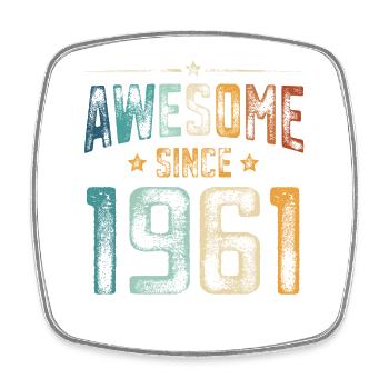 1961 Born Birthday Year of birth - Square fridge magnet - white - Front