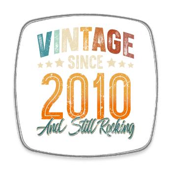 2010 Year of birth Birthday Year of construction Vintage - Square fridge magnet - white - Front