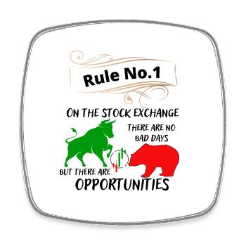 Bull and bear the animals of the stock market and stocks - Square fridge magnet - white - Front