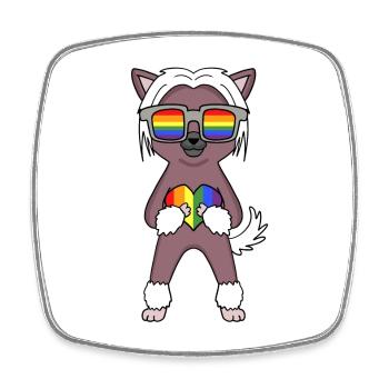 LGBT Hund Chinesischer Schopfhund Regenbogen - Viereckiger Kühlschrankmagnet - Weiß - Vorne