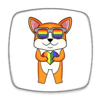 LGBT Dog Welsh Corgi Pembroke Rainbow - Square fridge magnet - white - Front
