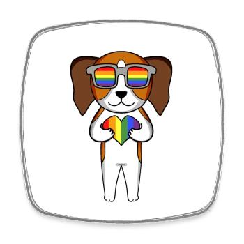 LGBT Dog Beagle Rainbow - Square fridge magnet - white - Front