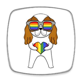 LGBT Hund Cavalier King Charles Spaniel Regenbogen - Viereckiger Kühlschrankmagnet - Weiß - Vorne