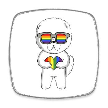 LGBT Dog Bichon Frisé Rainbow - Square fridge magnet - white - Front