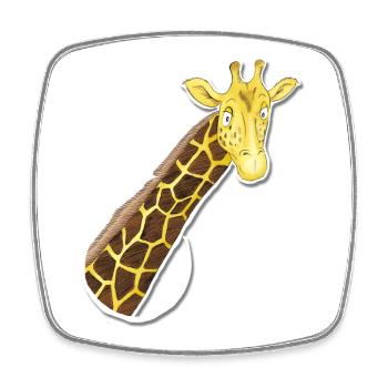 the looking giraffe - Square fridge magnet - white - Front