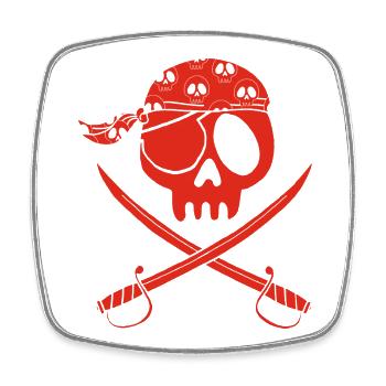 Crâne de pirate rouge - Magnet carré - blanc - Devant
