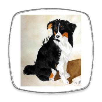 Sitzender Aussie Nanouk - Viereckiger Kühlschrankmagnet - Weiß - Vorne
