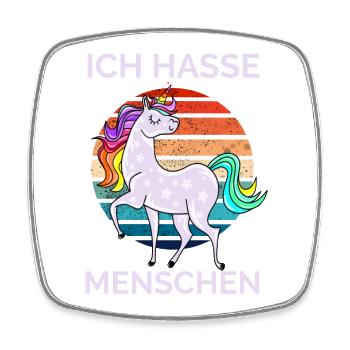Ich hasse Menschen Einhorn Retro - Viereckiger Kühlschrankmagnet - Weiß - Vorne
