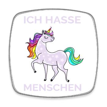ICH HASSE MENSCHEN EINHORN - Viereckiger Kühlschrankmagnet - Weiß - Vorne