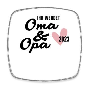 Schwangerschaft verkünden - Oma und Opa 2023 - Viereckiger Kühlschrankmagnet - Weiß - Vorne