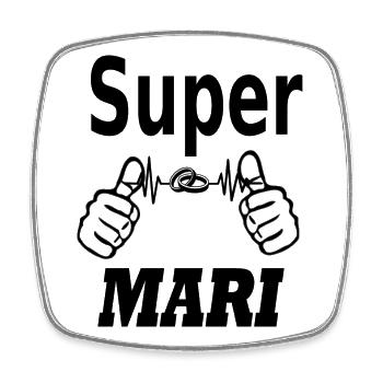 SUPER MARI - Magnet carré - blanc - Devant