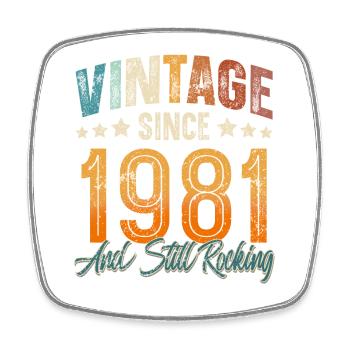 1981 Year of birth Birthday Year of construction Vintage - Square fridge magnet - white - Front