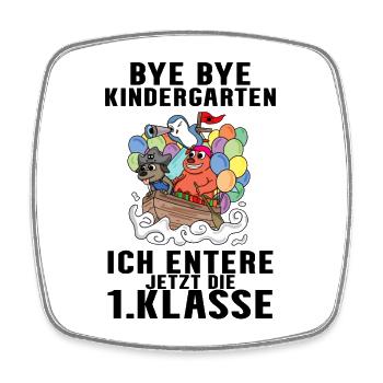 1 Klasse Einschulung Pirat Schulkind Geschenk - Viereckiger Kühlschrankmagnet - Weiß - Vorne