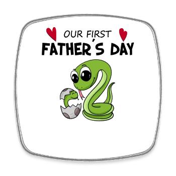 Father's Day Gift - Our First Father's Day - Square fridge magnet - white - Front