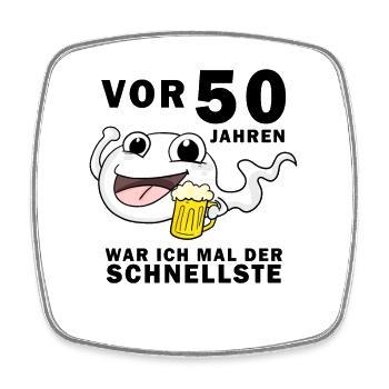 50 Jahre - 50. Geburtstag lustig Sperma - Viereckiger Kühlschrankmagnet - Weiß - Vorne